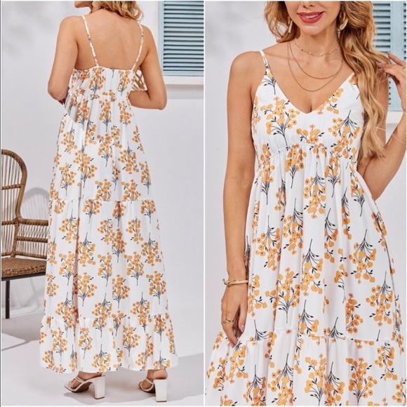 Bohemian Floral Print Cottagecore Maxi DressRed - Picture 2 of 6